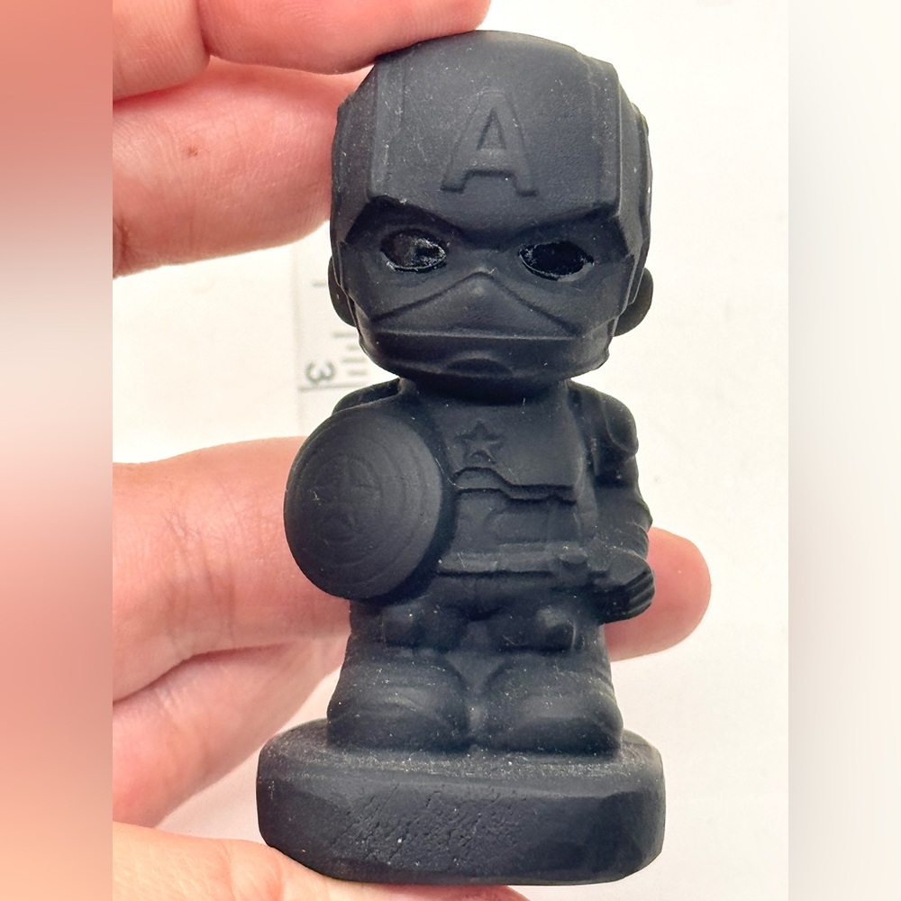 Carved Shungite Captain‎ America Figurine 3 Inch Marvel Inspired Crystal Statue